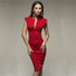 Deep V split solid color pencil skirt - ROUTINE FASHION